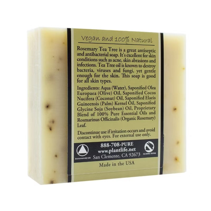 Plantlife Rosemary Tea Tree Bar Soap – Moisturizing, Soothing, Handcrafted, Plant-Based