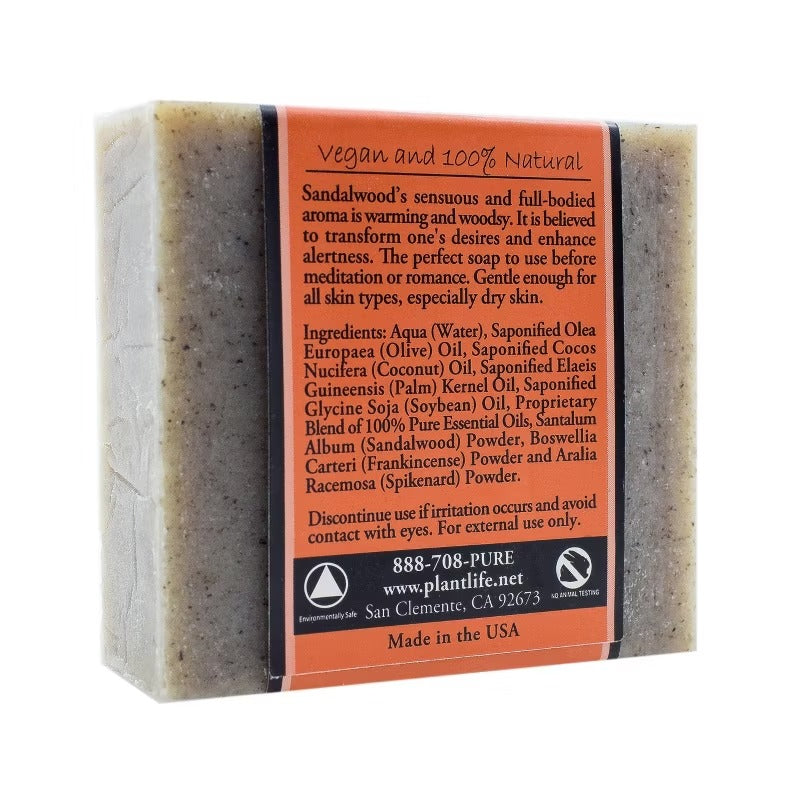 Plantlife Sandalwood Bar Soap - Moisturizing and Soothing Soap for Your Skin