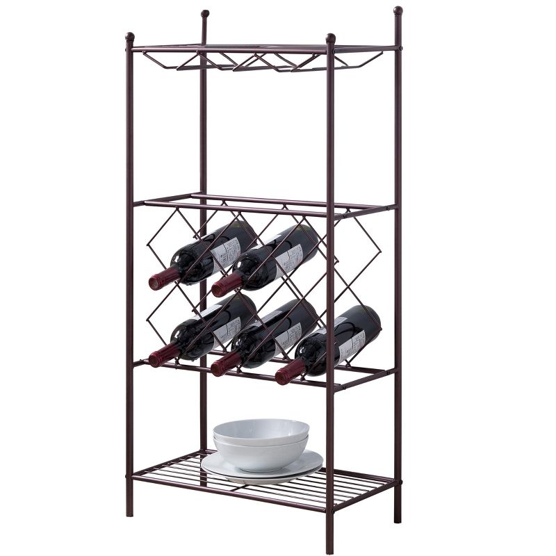 Kings Brand Furniture Freestanding Floor Metal Wine Rack Stand Bronze