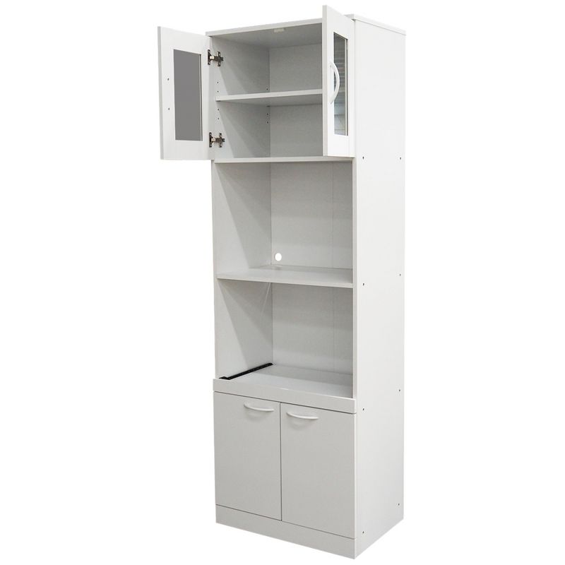 Kings Brand Furniture Danbury Tall Kitchen Pantry, Microwave Storage Cabinet, White