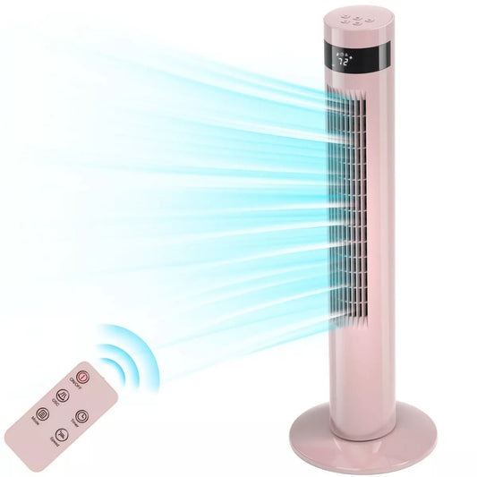 R.W.FLAME Tower Fan Portable Electric Oscillating Fan Quiet Cooling Remote Control pink