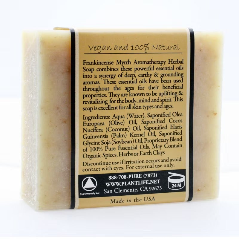 Plantlife Frankincense Myrrh Bar Soap – Moisturizing, Soothing, Handcrafted, Plant-Based – Made in California, 4oz