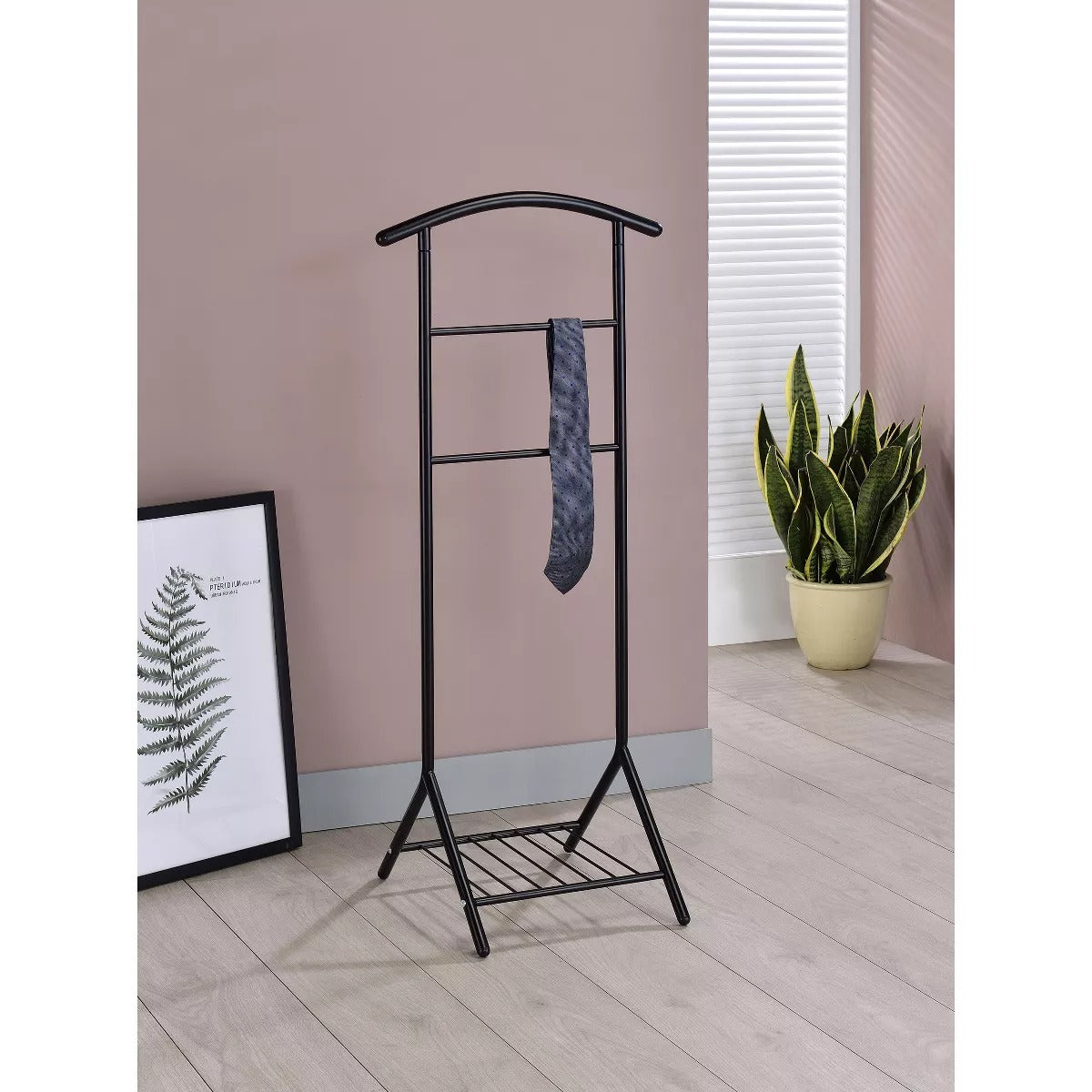 Kings Brand Furniture - Amos Black Metal Wardrobe Suit Valet Stand Organizer