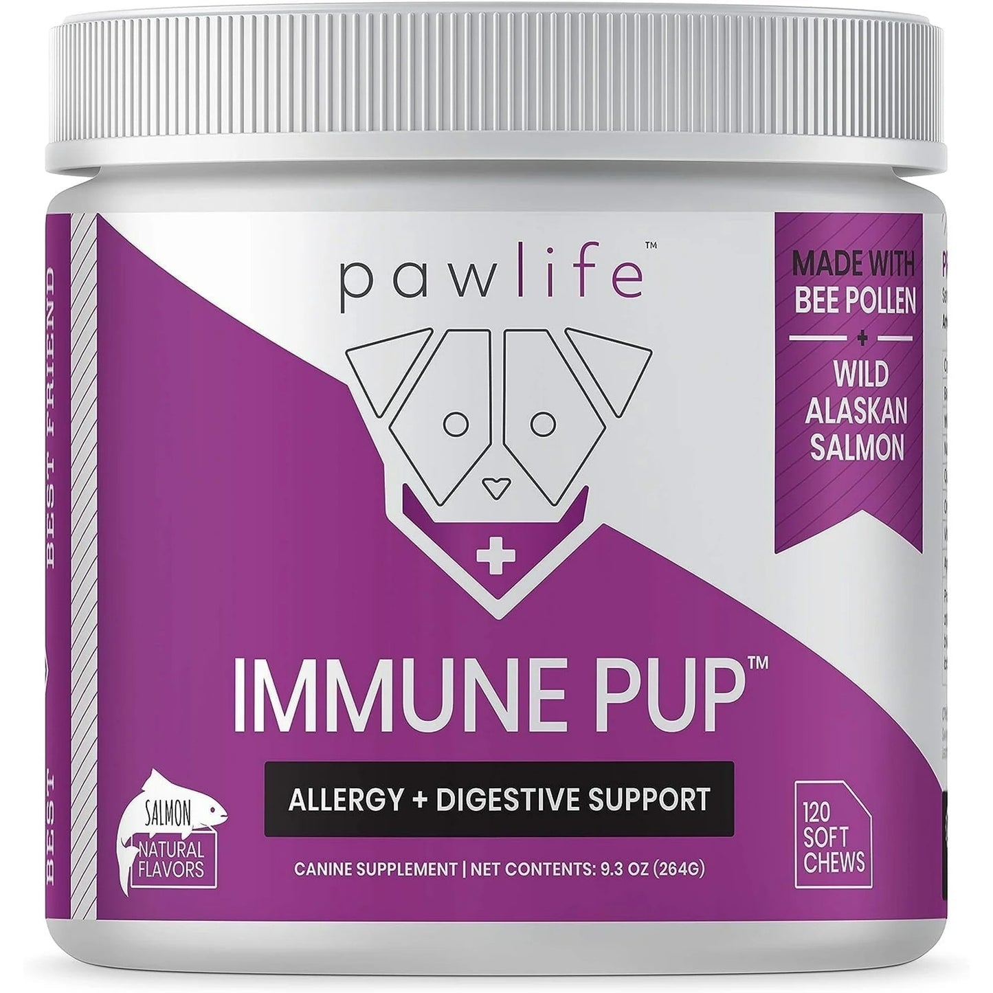 Pawlife Immune Pup Dog Supplement Allergy with Digestive Support Salmon Flavor Soft Chews 120 count