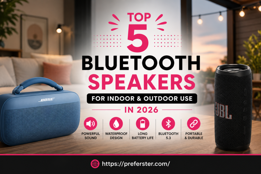 Best Bluetooth speakers for indoor and outdoor use in 2026 displayed together