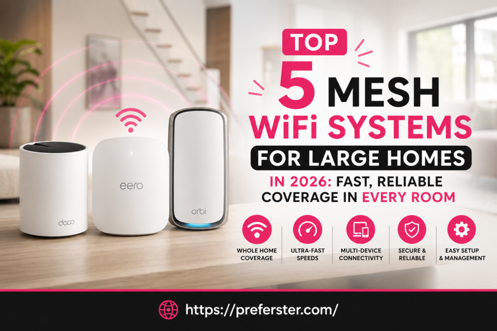 Best mesh WiFi systems for large homes providing fast whole-home wireless coverage