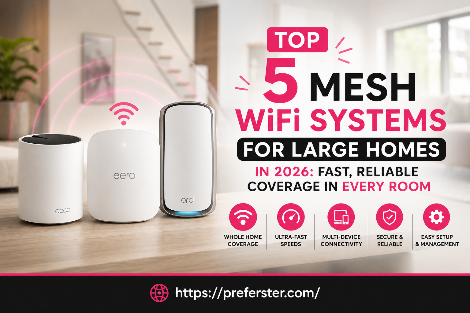 Best mesh WiFi systems for large homes providing fast whole-home wireless coverage