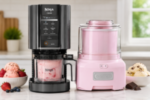 Texture comparison of Ninja Creami and Cuisinart ice cream