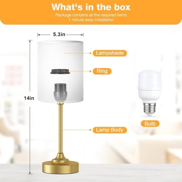 Gold Nightstand Bedroom Lamp