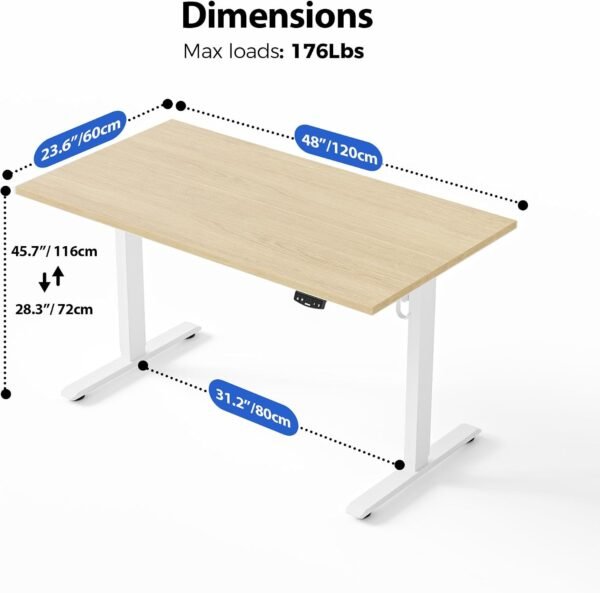 Agilestic 48 24 Inch Height Adjustable Electric Standing Desk