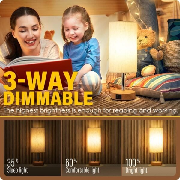 Yarra-Decor Bedside Table Lamp with USB Ports