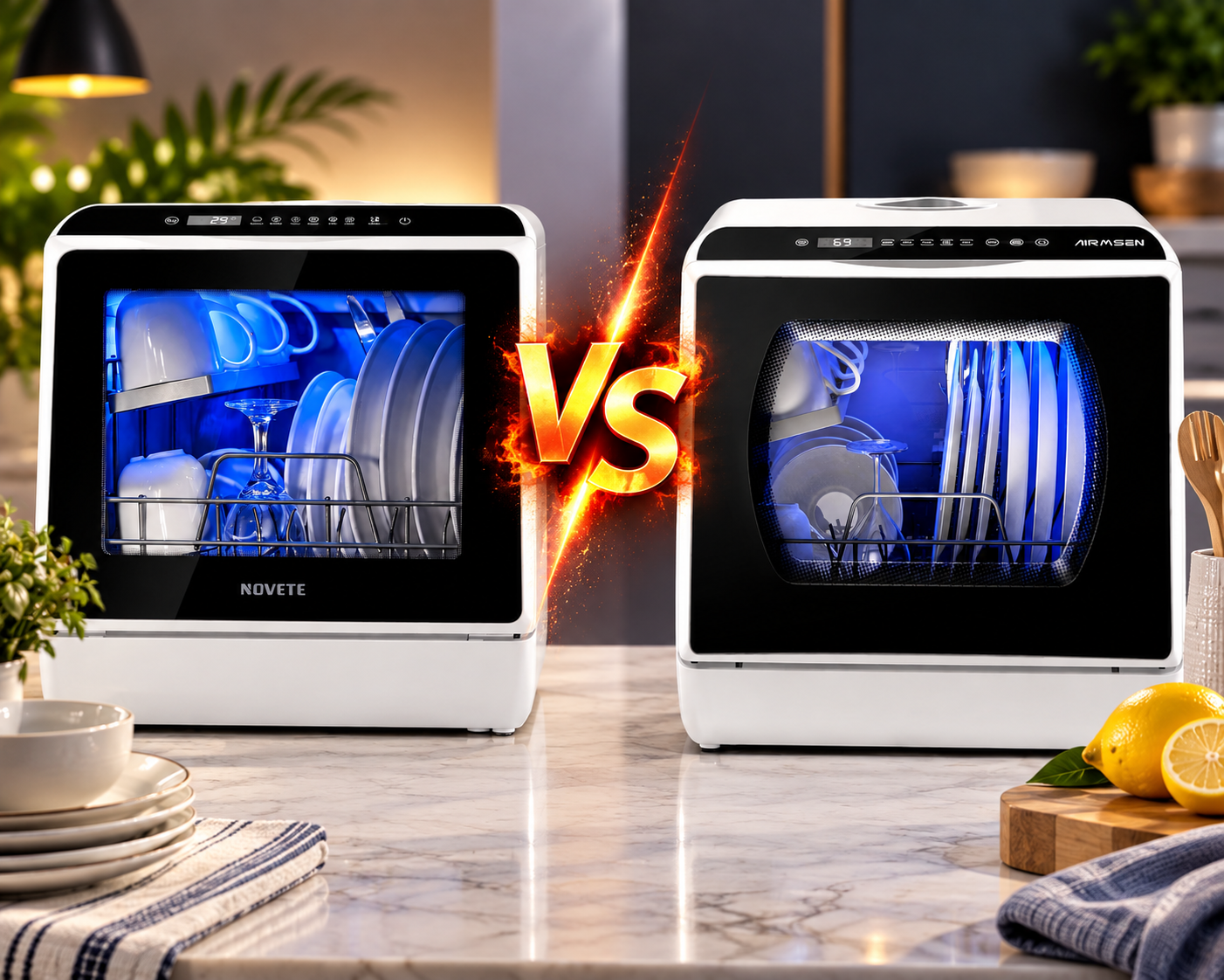 AIRMSEN vs NOVETE Portable Countertop Dishwasher