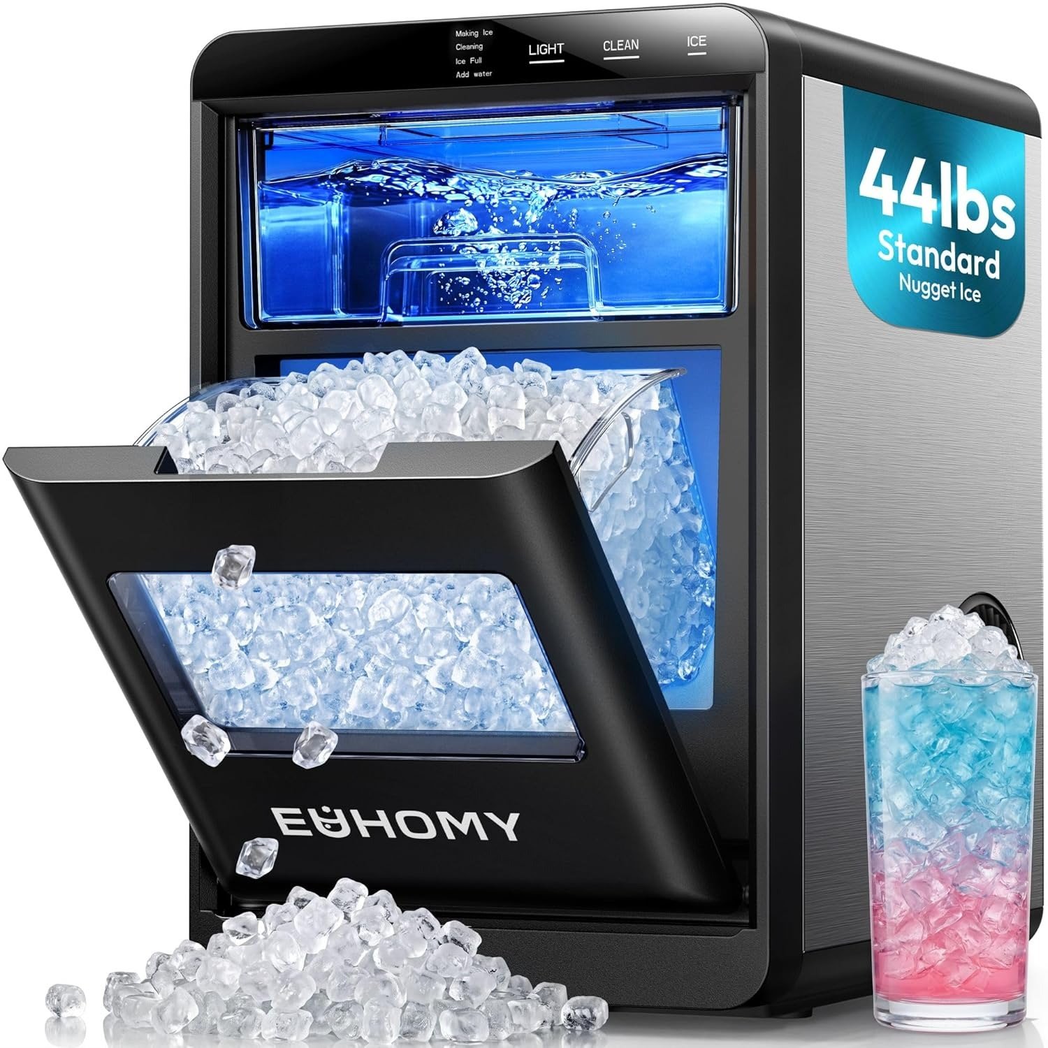 EUHOMY 44 lbs Nugget Ice Maker